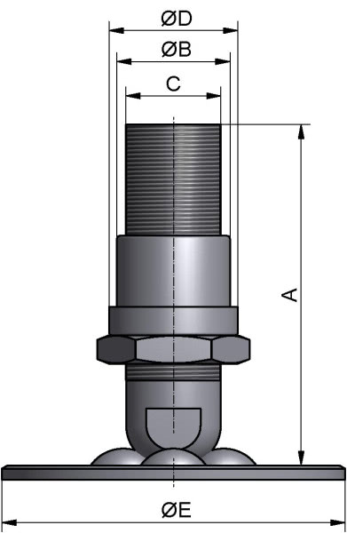 Kalottenfuß komplett mit Teller, AISI 304 bl., G 1/2"