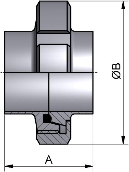 Verschraubung, DIN 11851, AISI 304 bl., DN 15 (19x1,5mm), NBR (PERBUNAN)