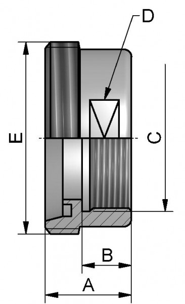 Aufschraub Gewindestutzen, AISI 304 bl., DN 32 x IG 5/4", SW 46mm