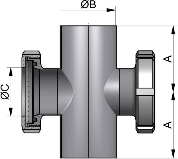 Schauglasarmatur, DIN-SS, AISI 304 pol., DN 100/65, NBR, Hartglas