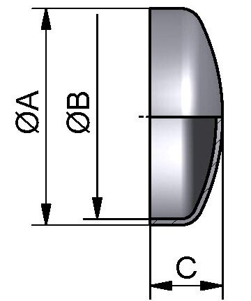 Gewölbter Boden, DIN, AISI 316L pol., DN 25 (28x1,5mm)