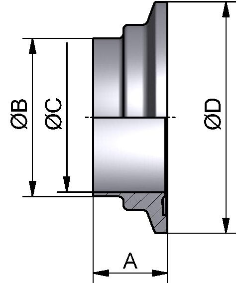 HyCom Bundklemmstutzen, ASME, DIN 11853, AISI 316L, 2" (50,8x1,65mm)