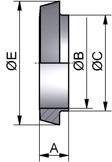 Kegelstutzen kurz, DIN 11851, AISI 304 bl., DN 15 (19x1,5mm)