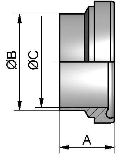 HyCom Bundstutzen, ISO, DIN 11853, AISI 316L, 42,4x2mm