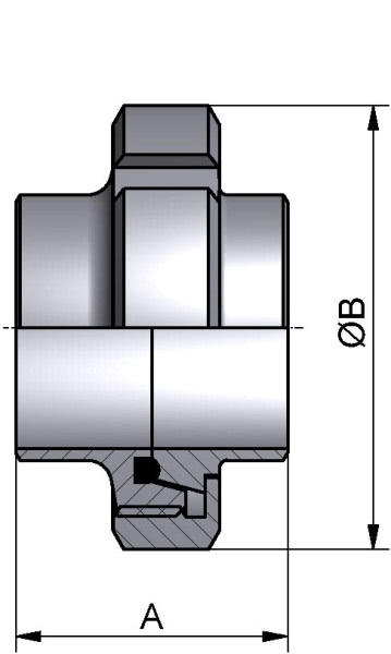 Verschraubung, AISI 304 bl., DN 65, NBR (PERBUNAN)