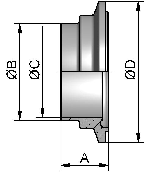 HyCom Nutklemmstutzen, DIN, DIN 11853, AISI 316L, DN 40 (41x1,5mm)