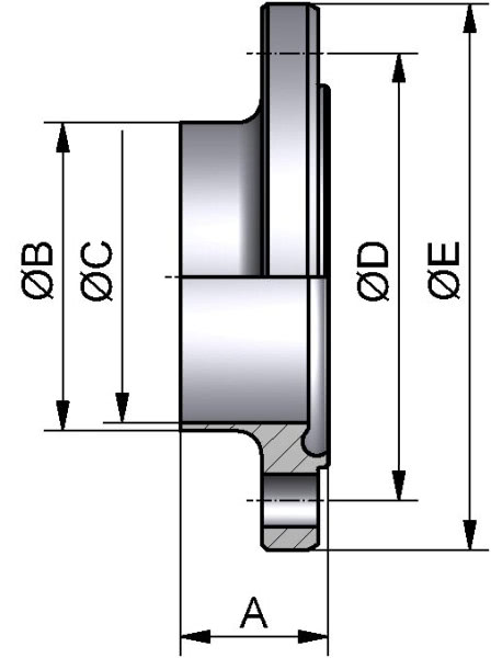 Hygiene Nutflansch, DIN, DIN 11853-2, AISI 316L, DN 50 (53x1,5mm)