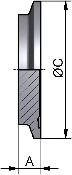PharmCom Blindbundklemmstutzen, ISO, DIN 11864, 1.4435, 21,3mm