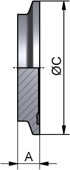 PharmCom Blindbundklemmstutzen, ISO, DIN 11864, 1.4435, 88,9mm