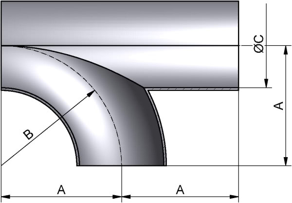 T-Bogen, DIN 11852-SSS, AISI 316L mb., DN 80