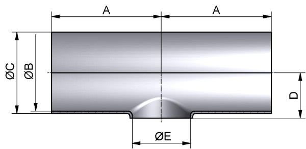 T-Stück-reduziert-kurz, DIN-SSS, AISI 316L mb., DN 80/32