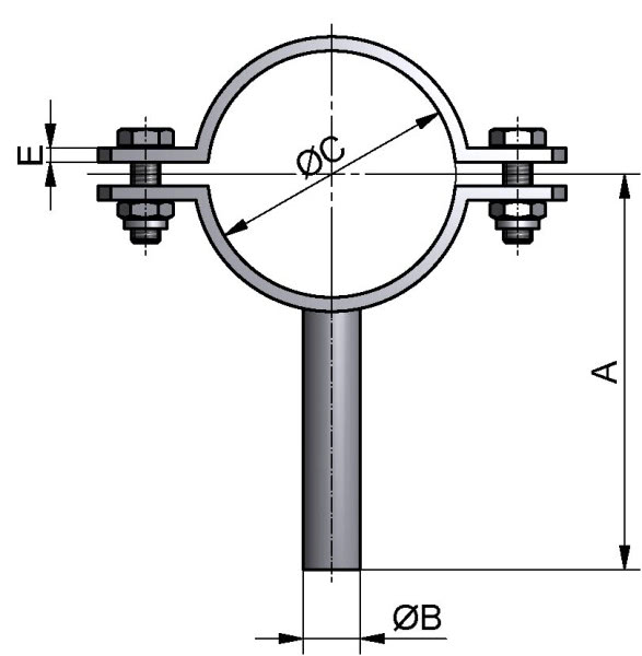 Rohrschelle, DIN, mit Schaft, AISI 304 pol., DN 15 / 0,75"