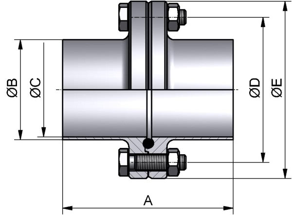 HyCom Flanschverbindung, ISO, DIN 11864, 1.4404, 88,9x2,3mm