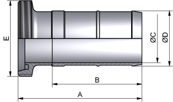 Schlauch Gewindestutzen, BIER, AISI 316L pol., DN 80