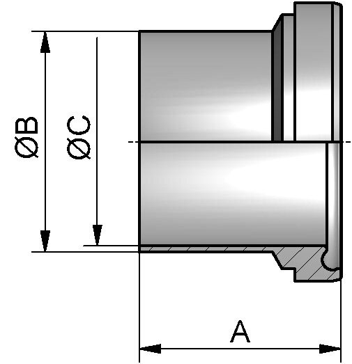 PharmCom Bundstutzen, ISO, DIN 11864, 1.4435, 60,3x2mm