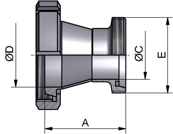 Reduzierstück konz., DIN-KG, AISI 316L pol., DN 50/32