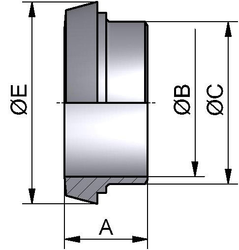 Kegelstutzen, AISI 316L bl., DN 25