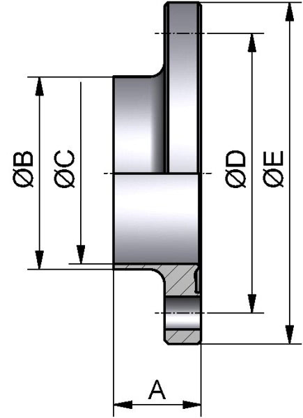 Hygiene Bundflansch, DIN, DIN 11853-2, AISI 304L, DN 65 (70x2mm)