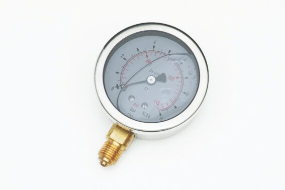 Rohrfeder-Gly-Manometer, NG 100 mm, 0 - 1,6 bar, Kl. 1,6, U 1/2"