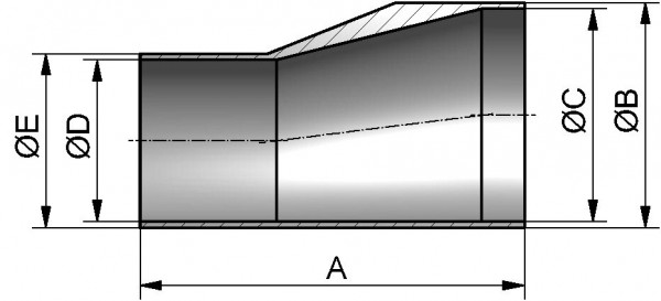 HyCom Reduzierstück SS exz., ISO, DIN 11865-B, AISI 316L, 60,3/42,4/100mm