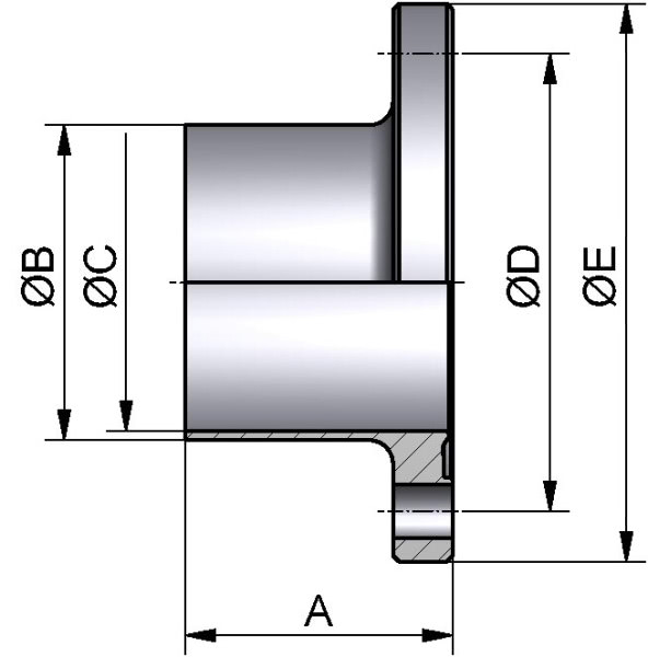 HyCom Bundflansch, ISO, DIN 11864, 1.4404, 13,5x1,6mm