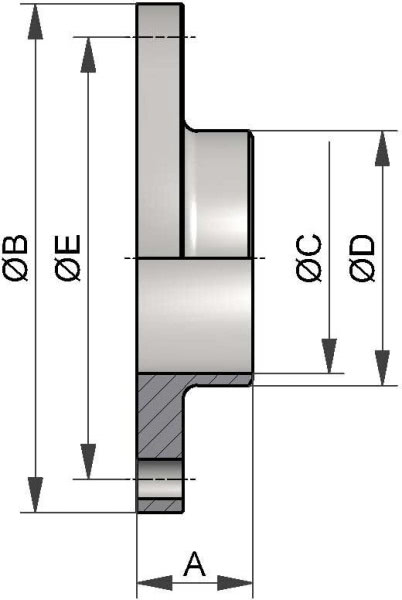 Kleinflansch ohne Nut, DIN, AISI 316L bl., DN 40 (41x1,5mm)