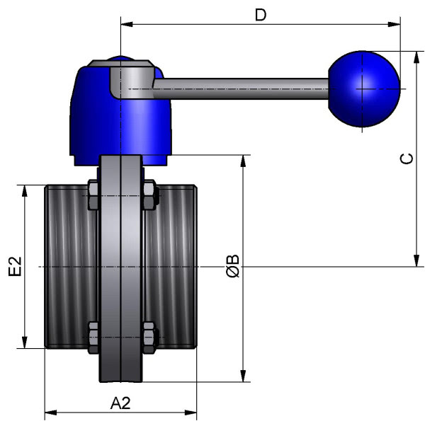 M&S Scheibenventil SV04, DIN-GG, AISI 316L bl., DN 40, EPDM