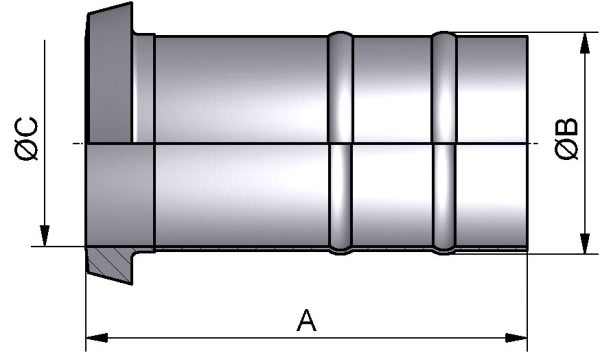 Schlauch Kegelstutzen, ROHR, AISI 304 pol., DN 100