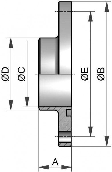 Kleinflansch mit Nut, DIN, AISI 304 bl., DN 25 (29x1,5mm)