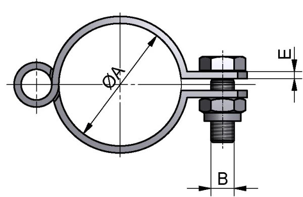 Rohrschelle klappbar, DIN, ohne Schaft, AISI 304 pol., DN 65