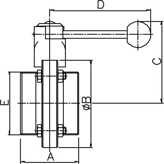 M&S Scheibenventil CLASSIC, DIN-GG, AISI 304 bl., DN 125, EPDM