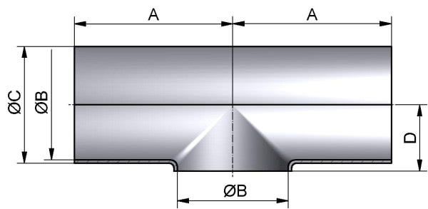 T-Stück kurz, DIN-SSS, AISI 316L mb., DN 25