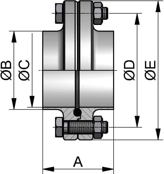 HyCom Flanschverbindung, ASME, DIN 11853, AISI 316L, 3" (76,2x1,65mm)