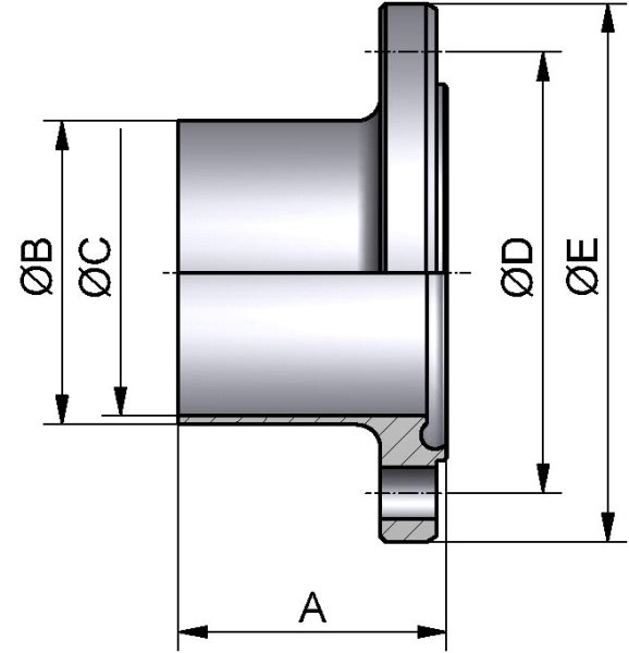 HyCom Nutflansch, ISO, DIN 11864, 1.4404, 17,2x1,6mm