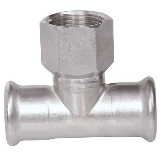 Pressfitting, T-Stück, V4A, Muffe 42mm /Abgang IG 1"