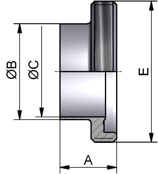 HyCom Gewindestutzen, ISO, DIN 11853, AISI 316L, 88,9x2,3mm