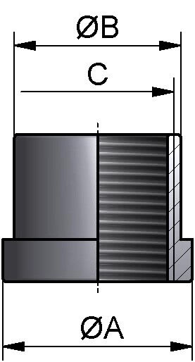 Kalottenmuffe, AÍSI 304 bl., G 1"