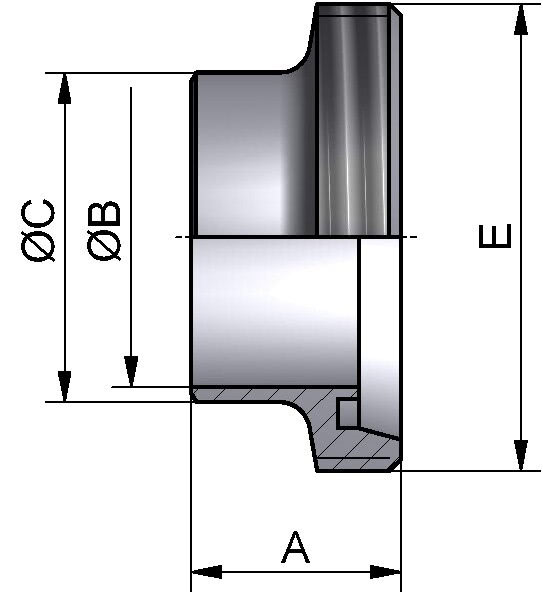 Gewindestutzen, AISI 316L bl., DN 50