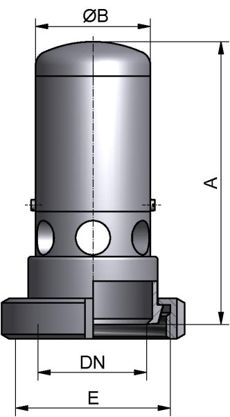 Vakuumventil K, federbelastet, AISI 304 pol., DN 25/40, EPDM