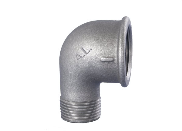 90° Winkel Gewindefitting Temperguss - 1 1/2" AG X IG Verzinkt