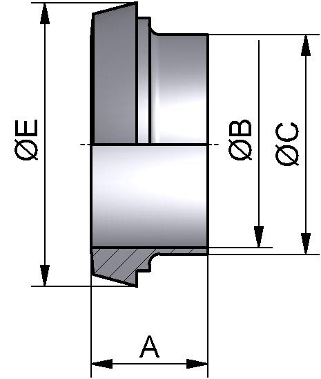 Kegelstutzen, DIN 11851, AISI 316L bl., DN 125 (129x2mm)