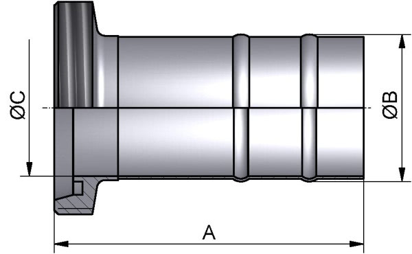 Schlauch Gewindestutzen, ROHR, AISI 316L pol., DN 50