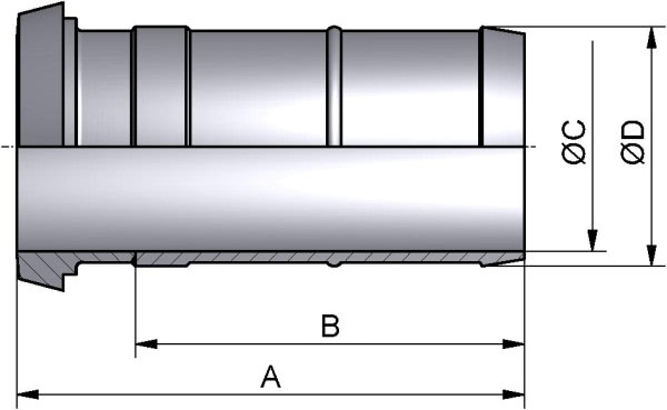 Schlauch Kegelstutzen, BIER, AISI 316L pol., DN 40