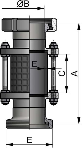 Schaulaterne, DIN-KG, AISI 304 bl., DN 100, NBR, Borosilikatglas, mit Splitterschutz