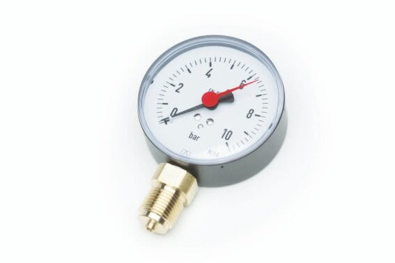 Heizungs-Manometer, NG 63 mm, 0 - 4 bar, Kl. 2,5, H 1/4", SZ