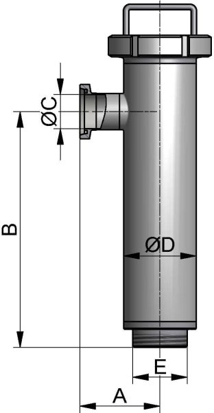 Eckrohrsieb, DIN-GG, AISI 316L pol., DN 50, EPDM