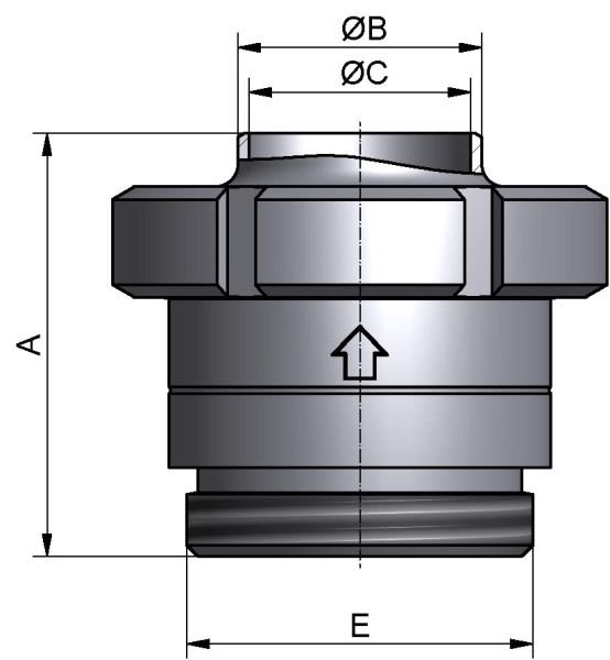 Tellerrückschlagventil, DIN-GS, AISI 316L bl., DN 15, EPDM