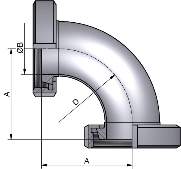 Bogen 90°, DIN-KK, AISI 316L pol., DN 65