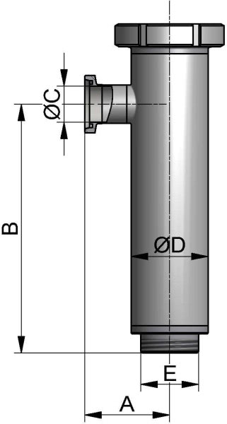 Eckrohrsiebgehäuse, DIN-GG, AISI 304 pol., DN 80, EPDM