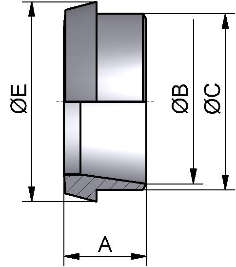 Kegelstutzen, ISO, AISI 316L bl., 21,3mm